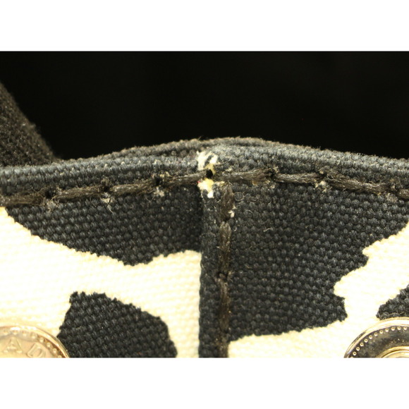 Prada Kanapa Handbag Canvas Cow Pattern Black Ivory - Picture 10 of 16